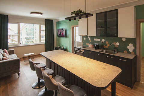 Living room with kitchen