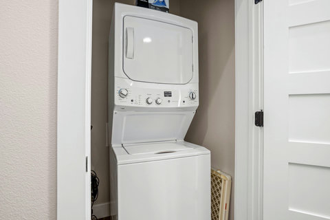 In-unit stacked washer/dryer—perfect for longer, easy stays