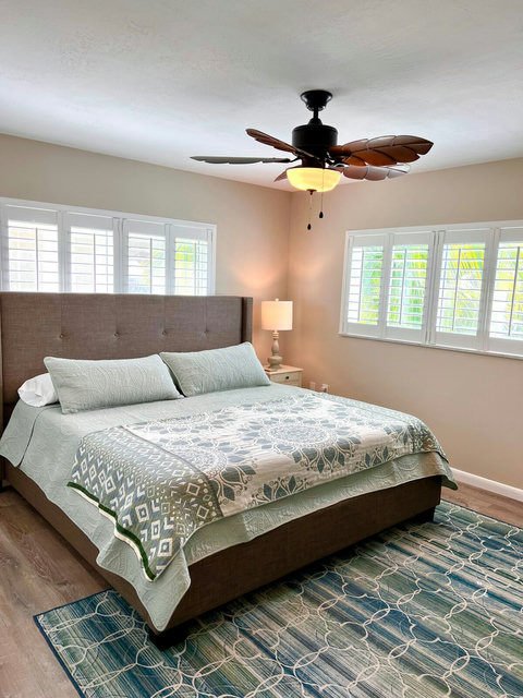 Primary bedroom with king bed