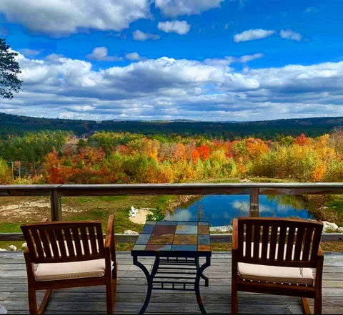 View of the foliage from the front deck. Epic Views and nice fall views. 