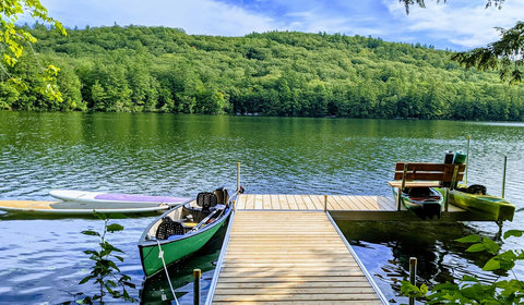 Dock, Canoe and Stand Up Paddle Boards provided at the Waterfront Lakehouse. 