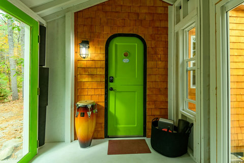Restored Front Door! Cool Green color. 