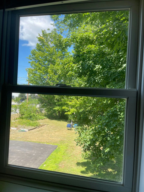view to yard and parking area. 