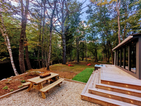 Picnic table and gas firepit