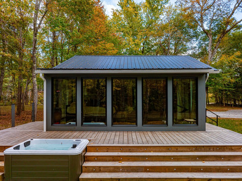 Hot tub and Tinted Windows for Privacy 