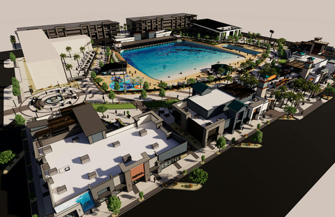 Resort-style lagoon pool, modern amenities, and vibrant outdoor spaces