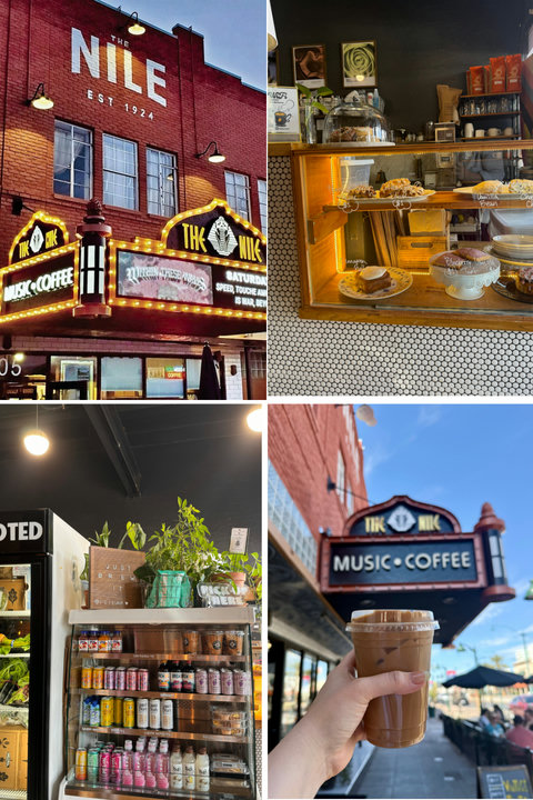 Steps from The Nile—iconic marquee, artisan coffee, and cozy café vibes