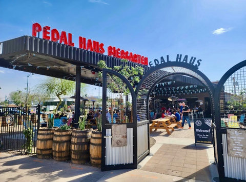Lively open-air biergarten with craft brews, games, and roomy patio seating