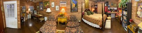 Panoramic shot of interior of our Guest house, Guest uses private bathroom in main house. 14’ x 36’.