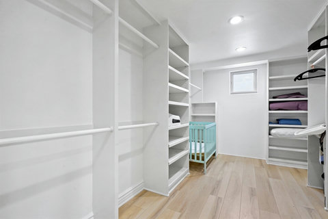 Two Walk-In Closets, Baby Gear Ample storage and baby essentials make packing a breeze for your family getaway.