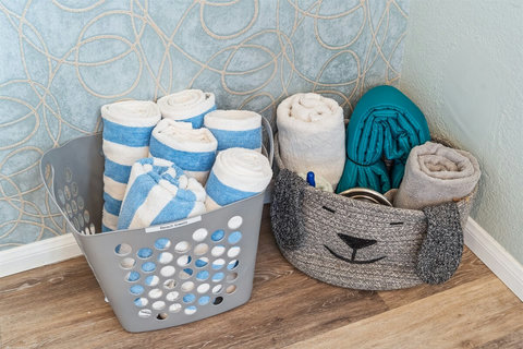 Beach-Ready & Dog-Friendly We’ve got your beach towels ready—and a doggie station too, so your pup can enjoy vacation life with you.