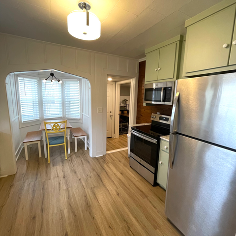 Full size fridge, range and microwave
