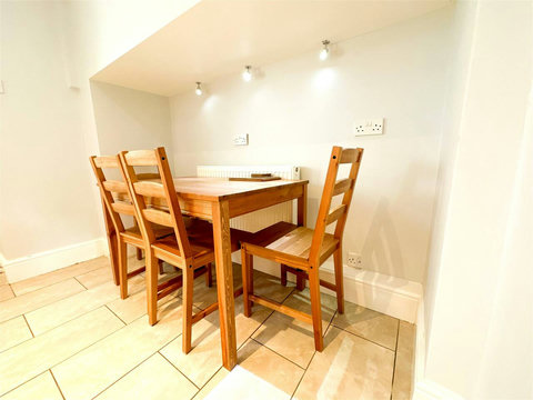 Kitchen, fridge-freezer, oven, hob, microwave, washer-drier, dishwasher, table and chairs, etc.