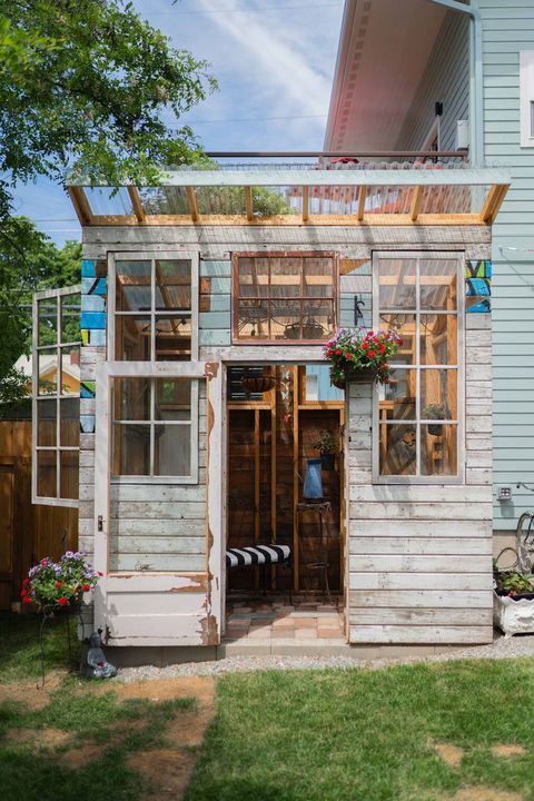 Vintage Window Greenhouse-Built With Repurposed Siding (Closed during Winter)