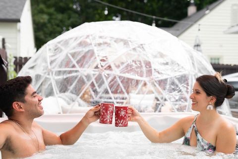 As Snow Falls, Enjoy The Hot Tub & A Warm Fireplace Inside 
Our Outdoor Igloo
(Available November-March)