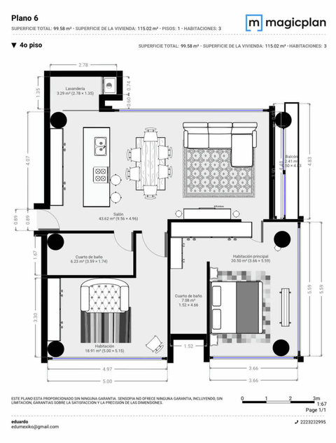 Plano arquitectónico del departamento