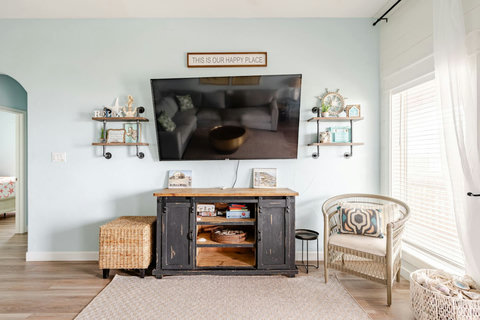Smart TV and board games in the living room