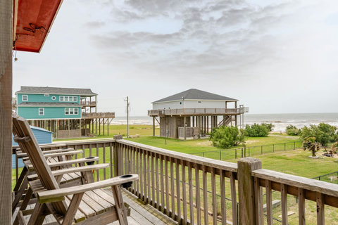 Deck chairs with a view of the water