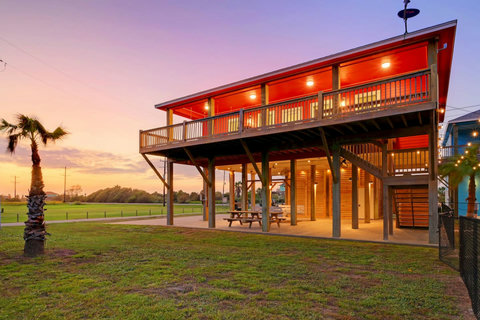 Sunset over the covered deck