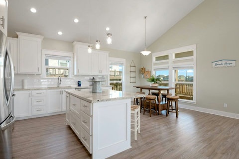 Kitchen island and dining area