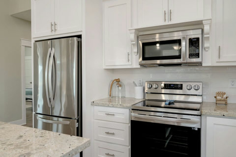 Stainless range and microwave