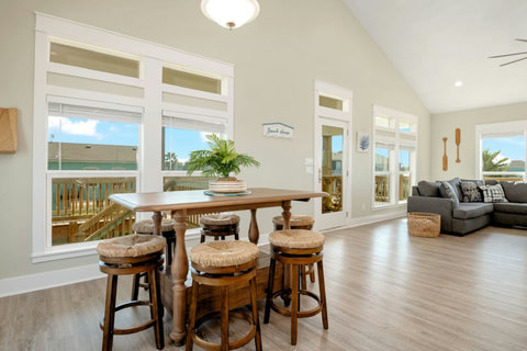 Dining table and living room