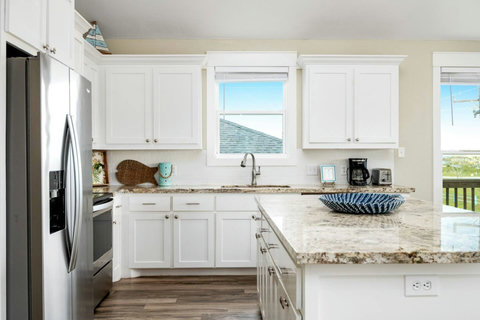 Kitchen with a view out the window