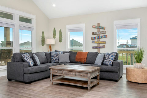 Sectional with coastal decor