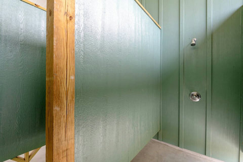 Outdoor shower to rinse off the sand