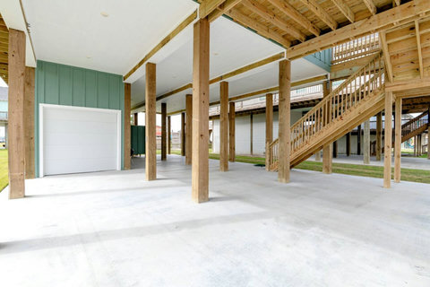 Big covered patio under the house