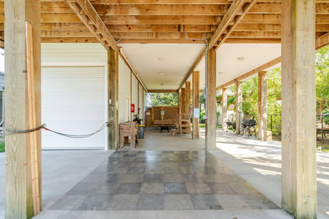 Big covered patio under the house