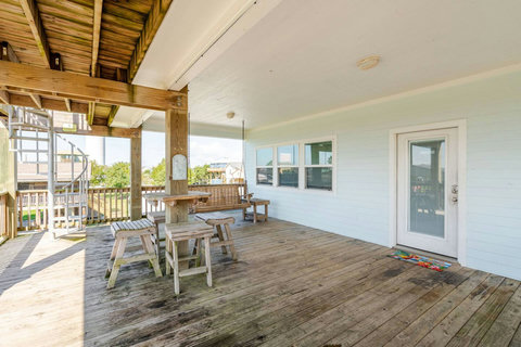 Covered deck by the back door
