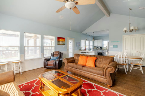 Living room open to the dining area and kitchen