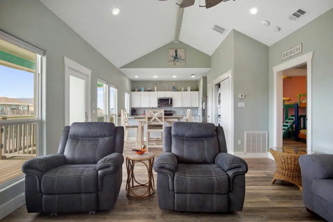 Living area flows into the kitchen