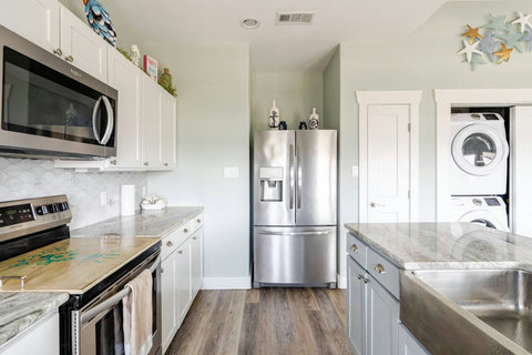 Stainless fridge and range