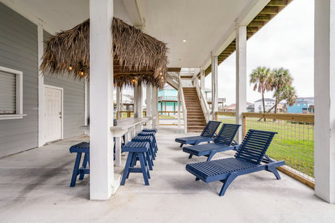 Tiki bar with loungers