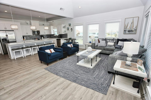Living, dining and kitchen in one bright room