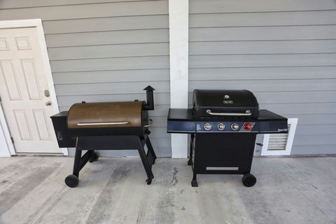 Pellet and gas grills are available for you to use at the home.