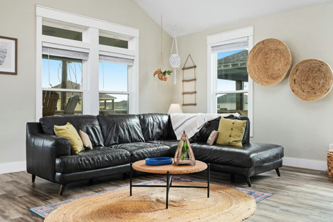 Leather sectional for movie nights