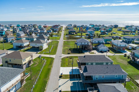 Aerial view toward the Gulf