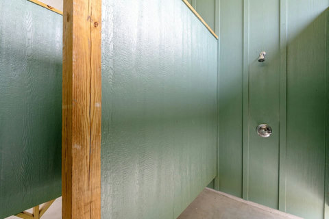 Outdoor shower to rinse off the sand