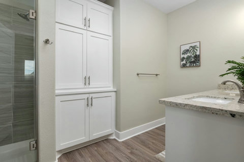 Primary bath with plenty of storage