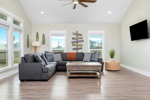 Sectional by the windows