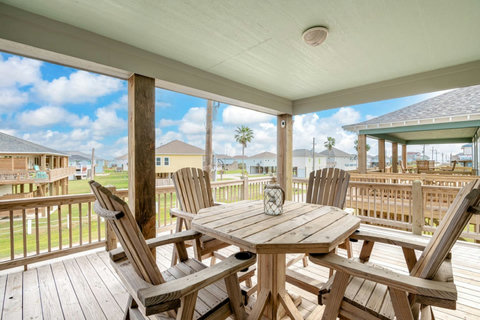 Deck seating with Adirondack chairs