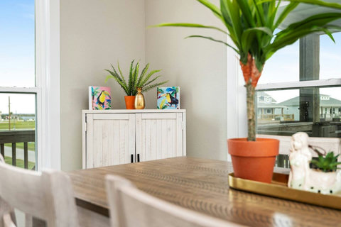 Dining nook with coastal touches