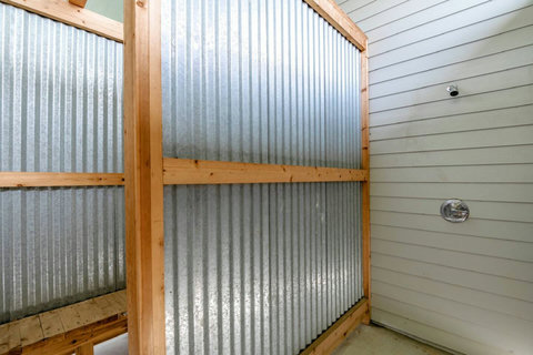 Outdoor shower to rinse off the sand
