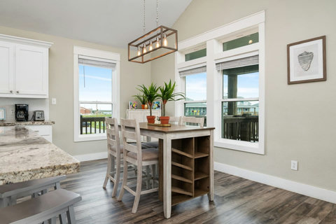 Dining table with a wine rack
