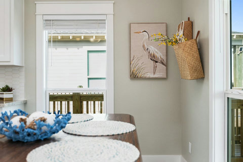 Dining table set for a meal