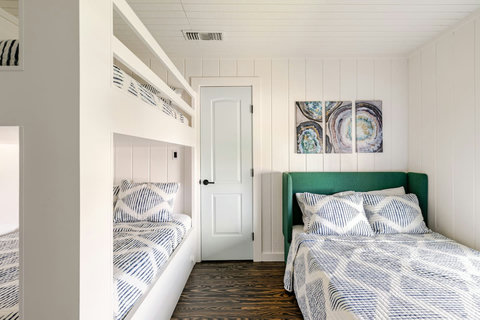 Full bed and a built-in bunk