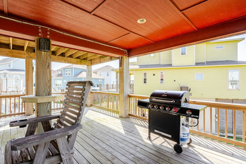 Gas grill on the deck